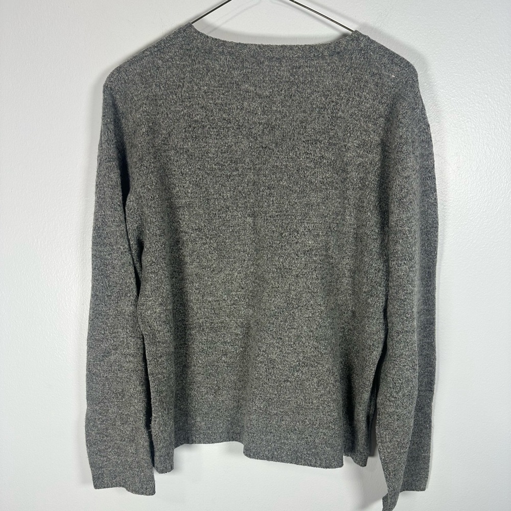 Woolrich Vintage Gray Holiday Appliqué Patch Sweater 100%Lambswool Size Large - Picture 2 of 9